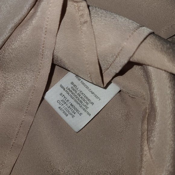 JOIE size S Silk Metallic Peach Shift Mini Dress Cap short sleeve - Picture 5 of 6